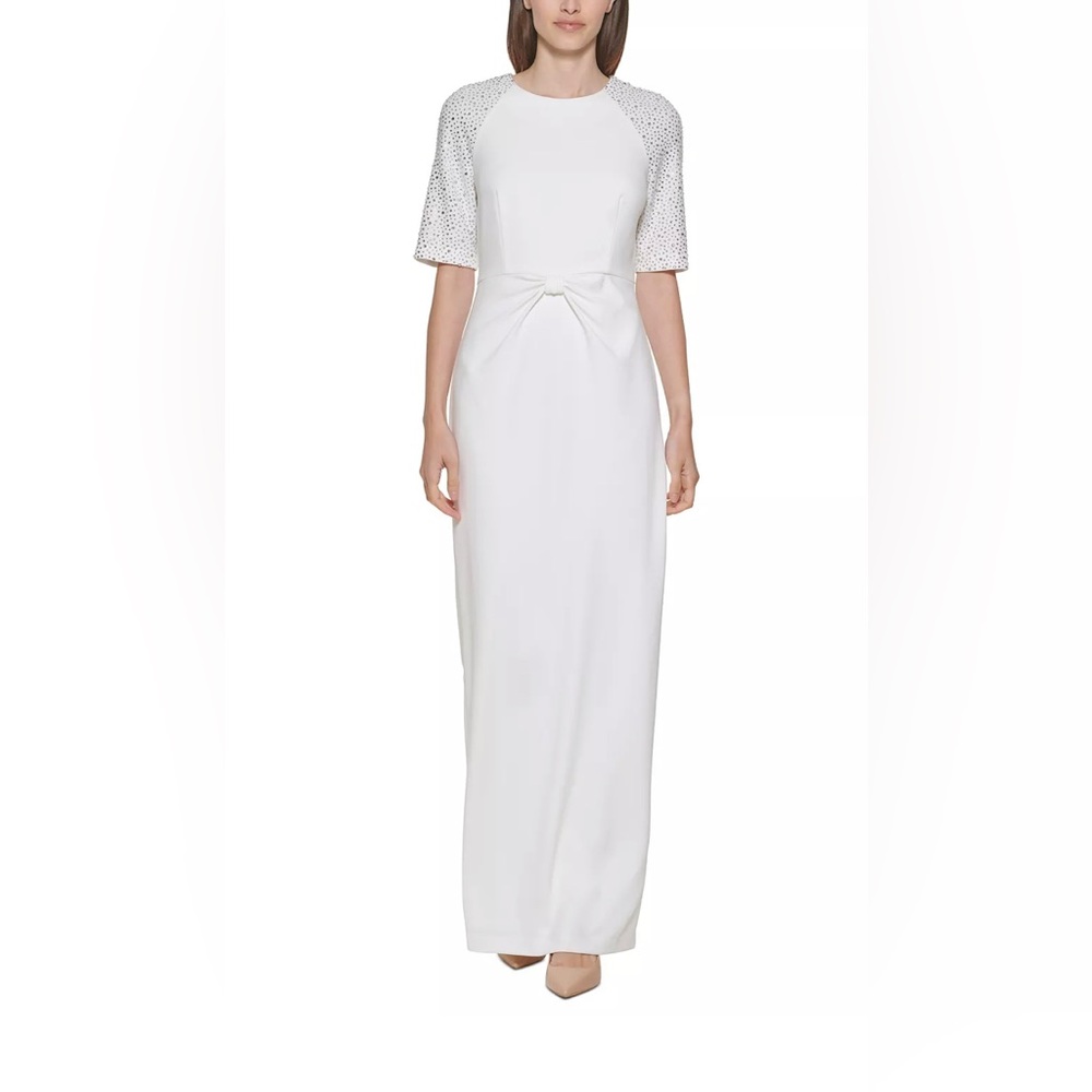 Calvin Klein Rhinestone -Embellished Knot-Waist Gown/Dress - NWT